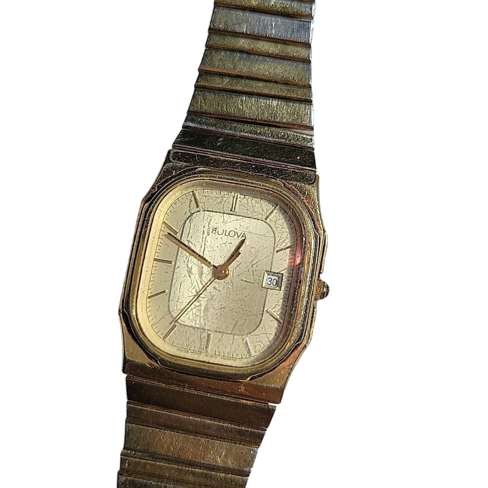 Bulova Women's Watch Vintage Stainless Steel Gold Electroplate Hong Kong Working